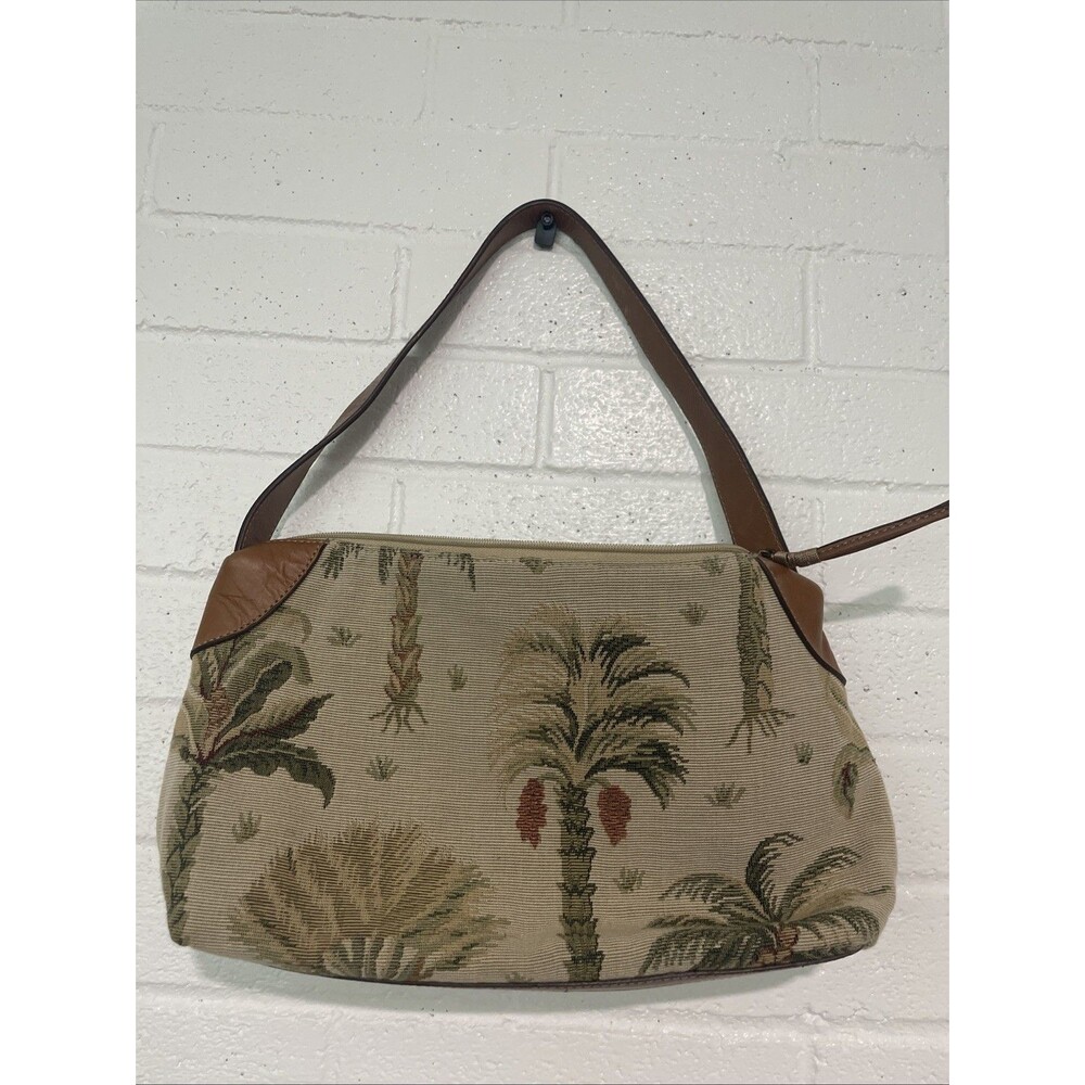 Tommy Bahama Vtg Tapestry Tropical Zip Top Shoulder Bag Small Handbag